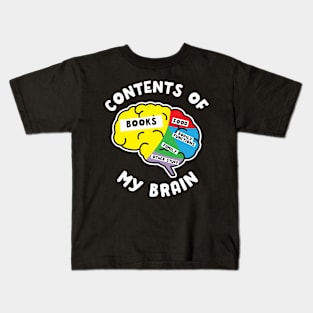 Contents Of My Brain Books Kids T-Shirt